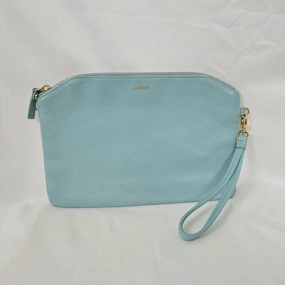 Lodis Handbags - Lodis‎ Women's Turquoise Pebbled Leather Gold Hardware Zipper Wristlet Clutch